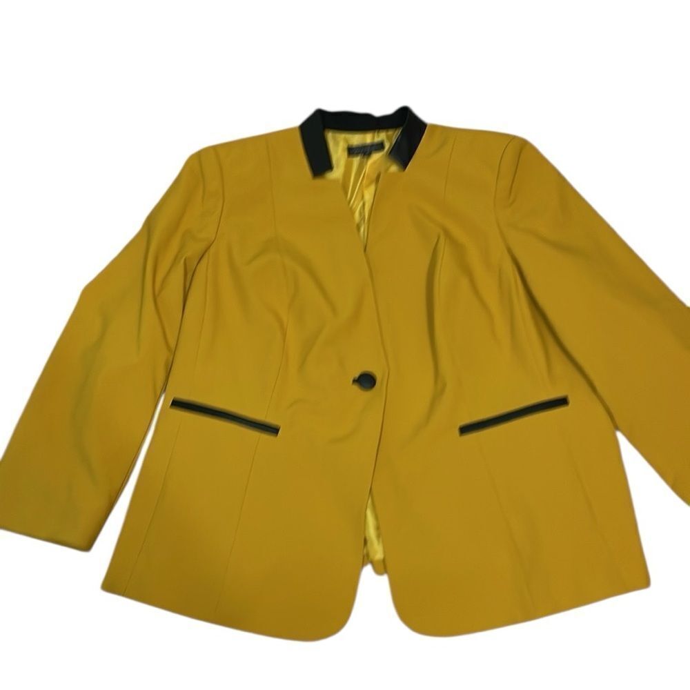 Emily Gold Women's Pant Suit, faux leather trim, 22W - Picture 3 of 8